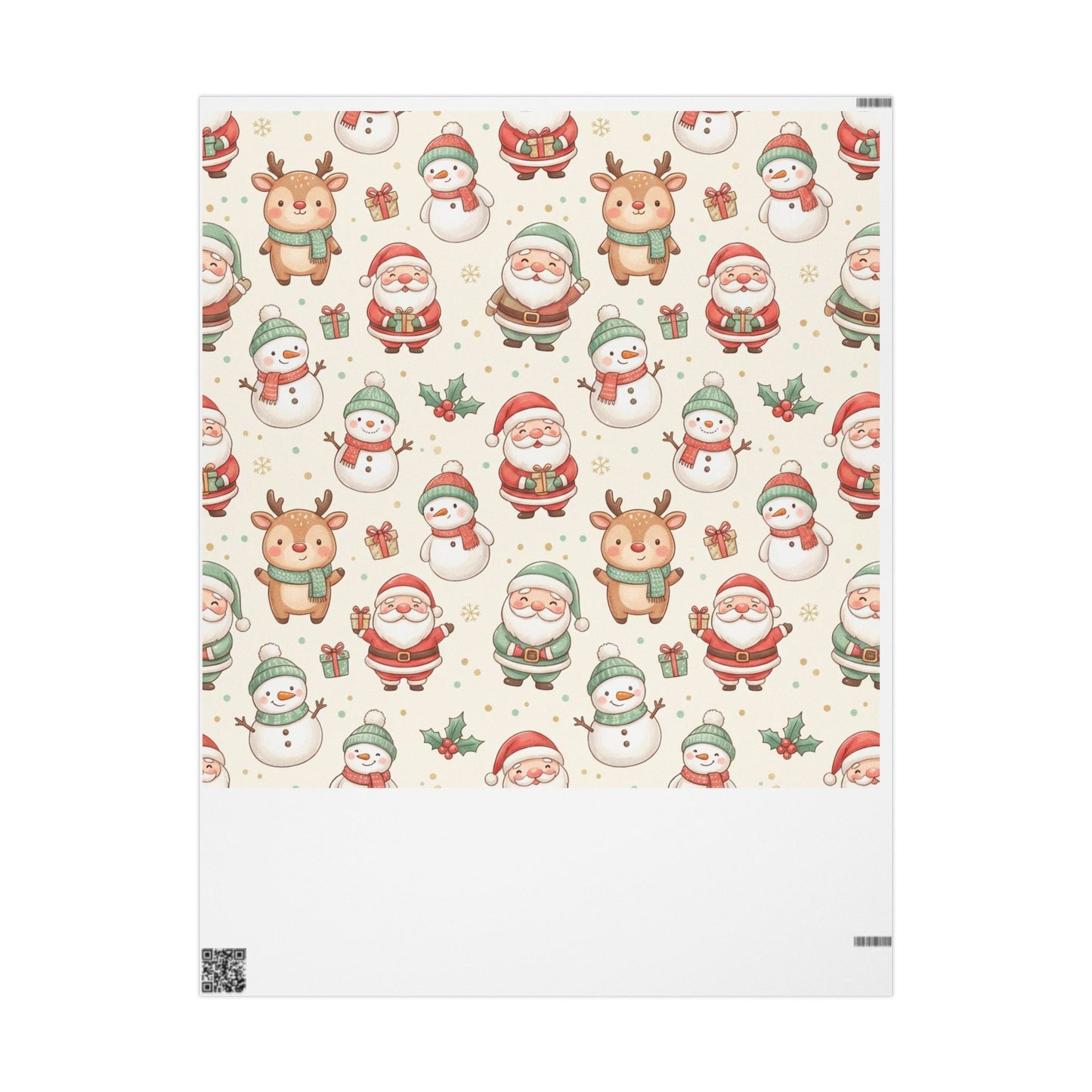 Christmas Gift Wrap Paper — Cute Santa, Reindeer & Snowman Pattern
