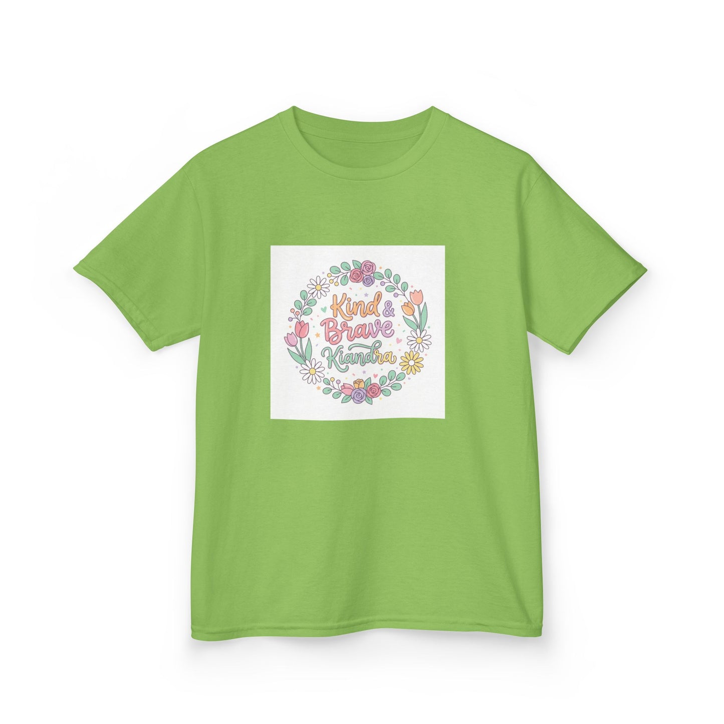 Kids Tee — Floral 'Kind Hearts Shine' Graphic