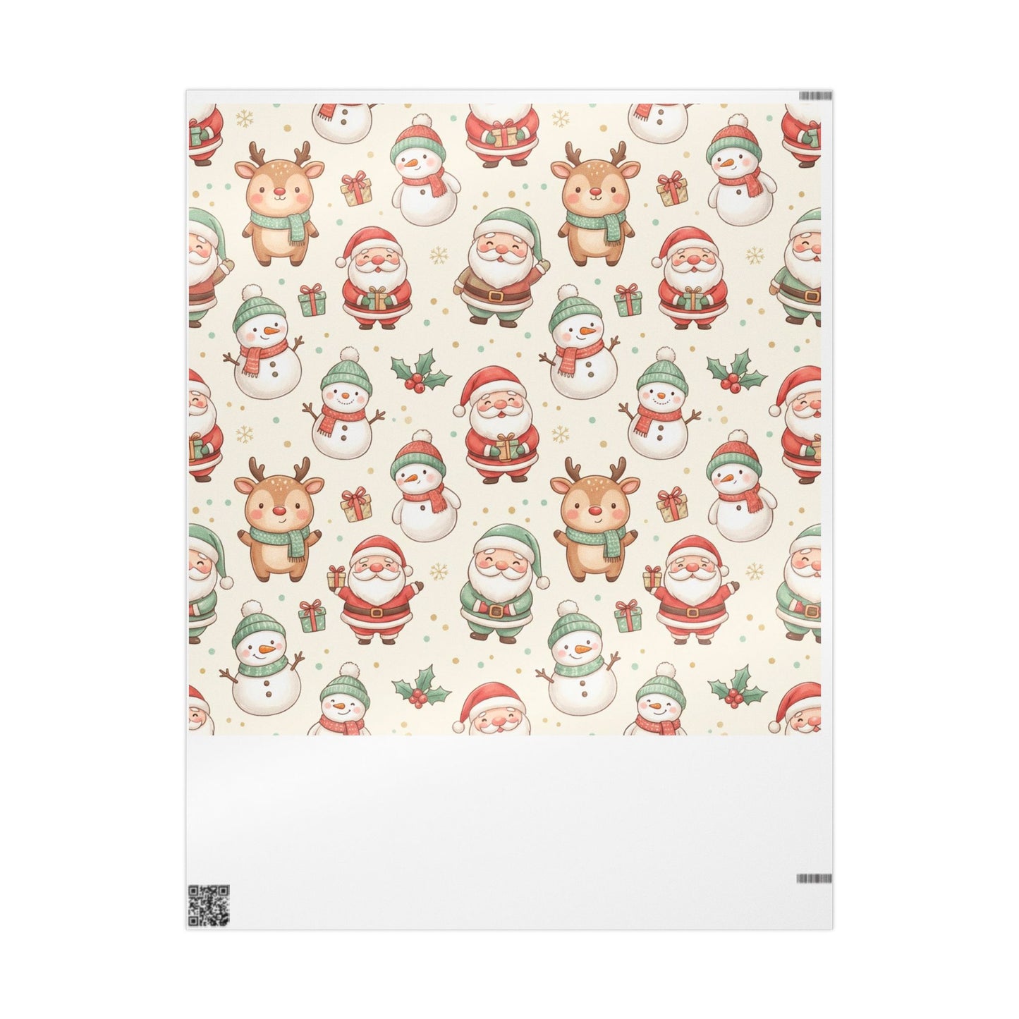 Christmas Gift Wrap Paper — Cute Santa, Reindeer & Snowman Pattern