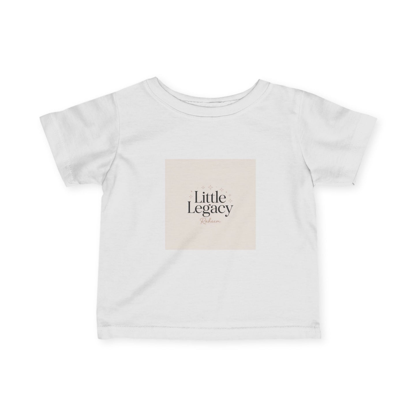 Infant Tee – "Little Legacy Raheem" Neutral Baby Shirt with Crown Graphic