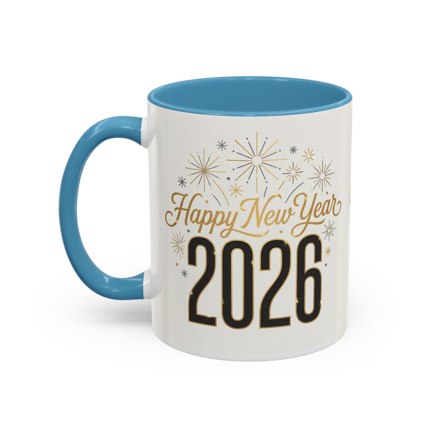 Happy New Year 2026 Accent Coffee Mug — Festive Sparkle 11/15oz
