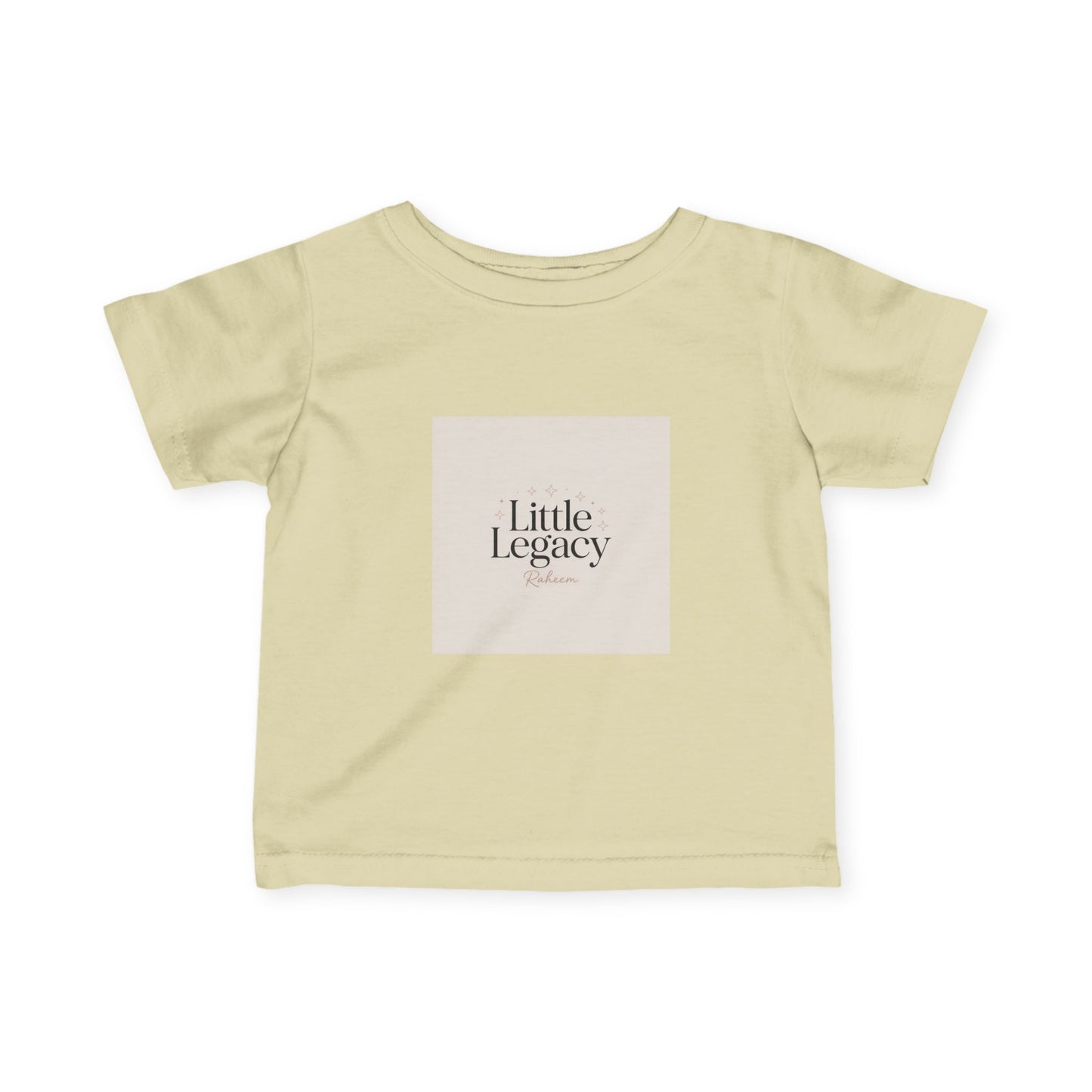 Infant Tee – "Little Legacy Raheem" Neutral Baby Shirt with Crown Graphic