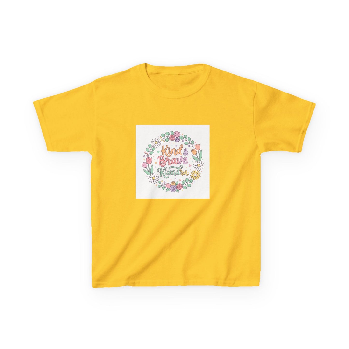 Kids Tee — Floral 'Kind Hearts Shine' Graphic