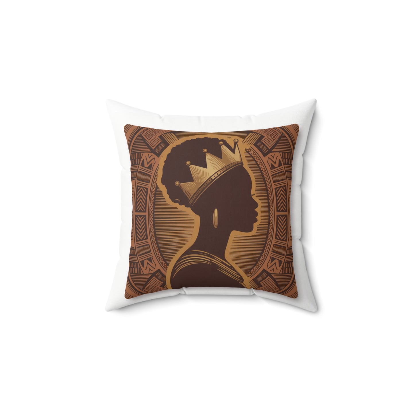 African Queen Silhouette Decorative Pillow – Crowned Woman Throw Pillow