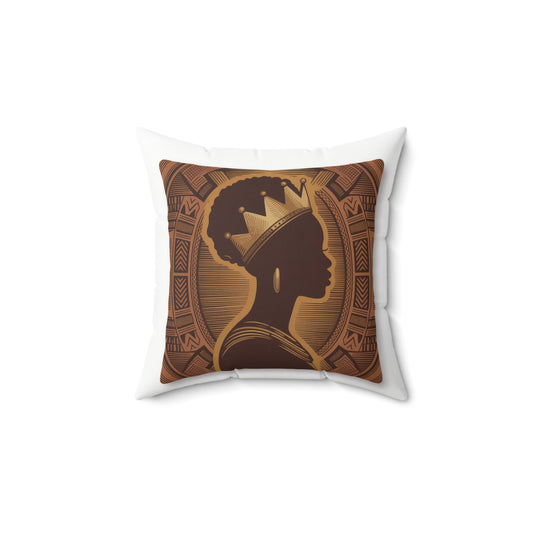 African Queen Silhouette Decorative Pillow – Crowned Woman Throw Pillow