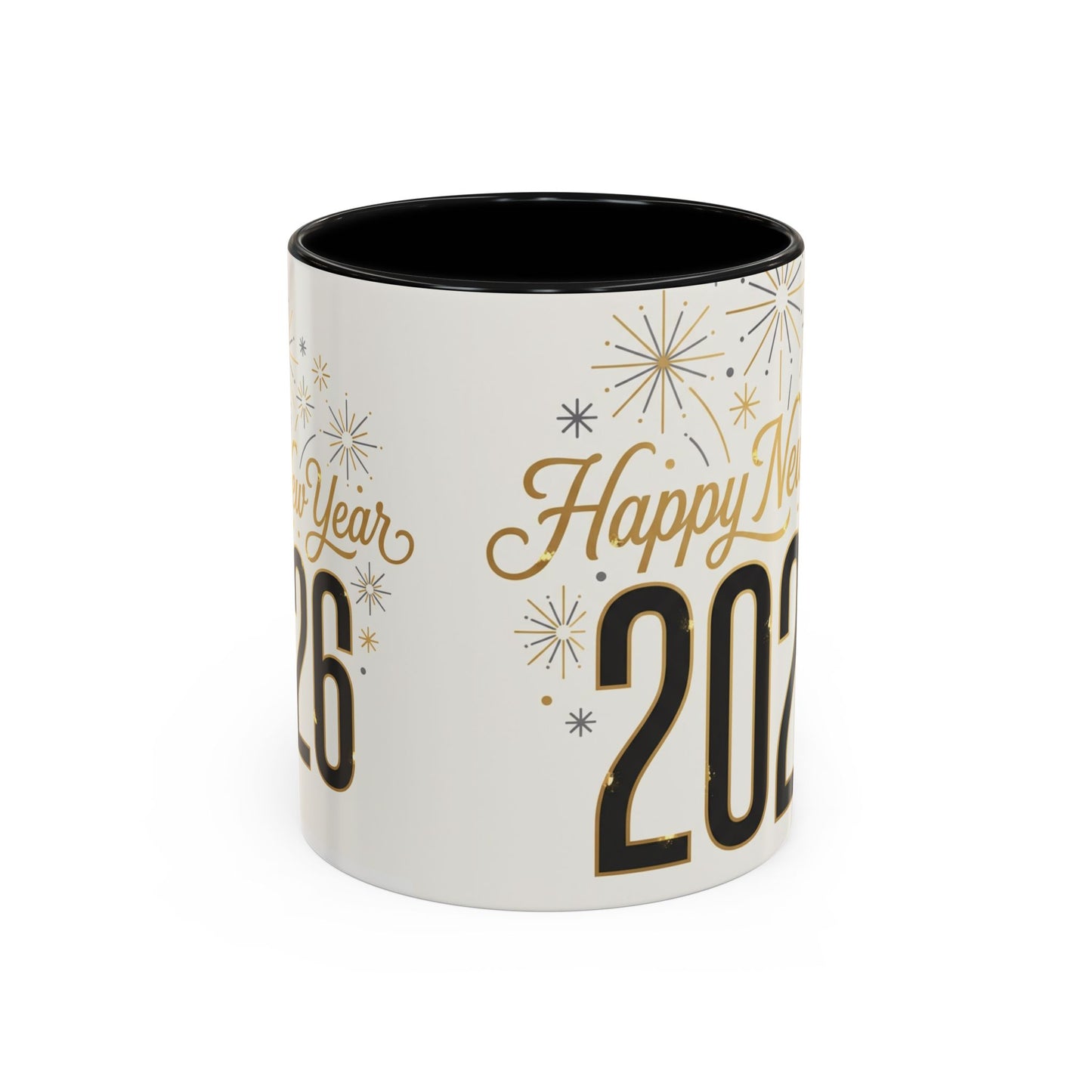 Happy New Year 2026 Accent Coffee Mug — Festive Sparkle 11/15oz
