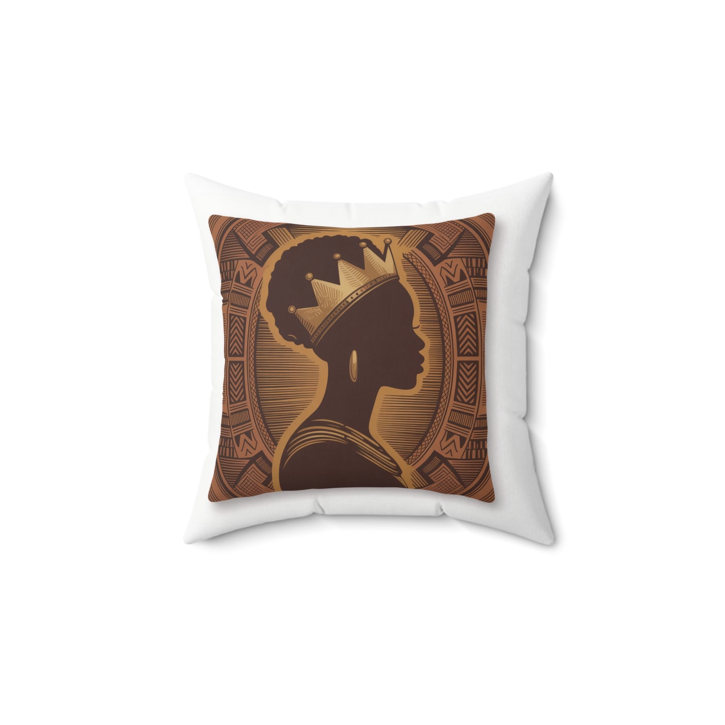 African Queen Silhouette Decorative Pillow – Crowned Woman Throw Pillow