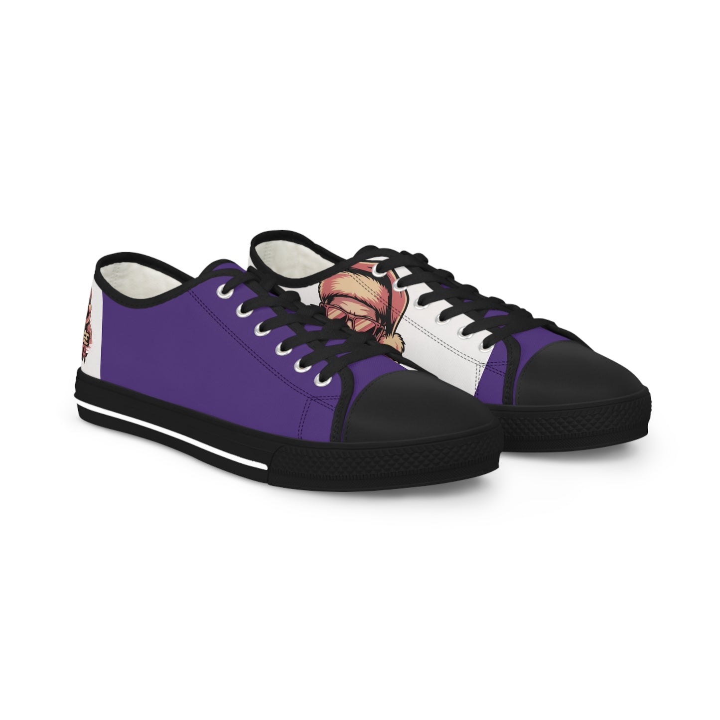 Low Top Sneakers – Purple Portrait Canvas Shoes for Men