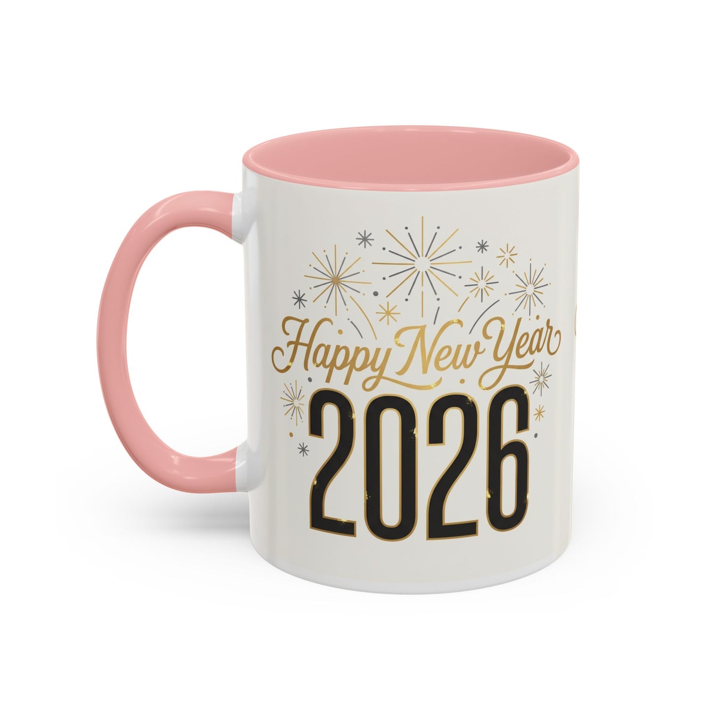 Happy New Year 2026 Accent Coffee Mug — Festive Sparkle 11/15oz