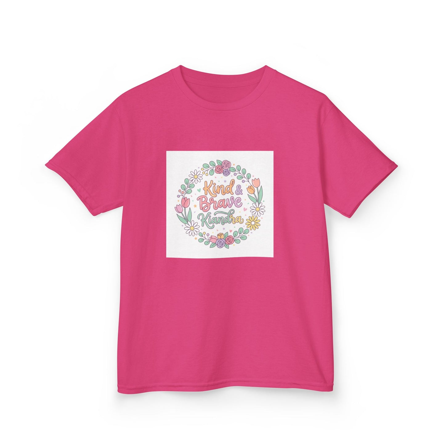 Kids Tee — Floral 'Kind Hearts Shine' Graphic