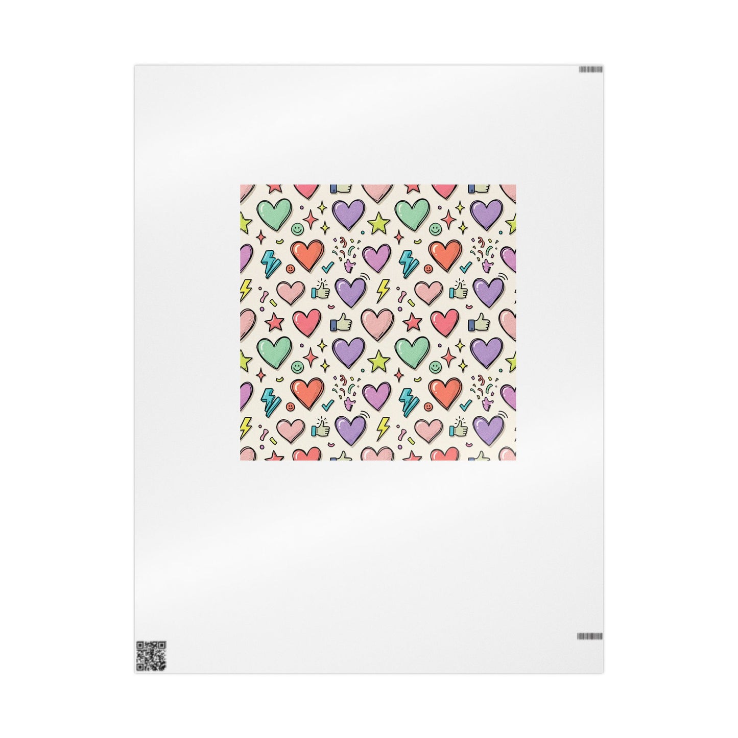 Heart Pattern Wrapping Paper — Colorful Doodle Hearts Gift Wrap for Valentine’s Day, Birthdays & Anniversaries