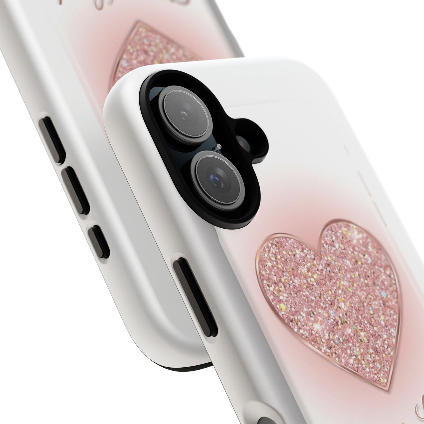 Phone Case — Pink Glitter Heart "Forever Loved" Protective Tough Case