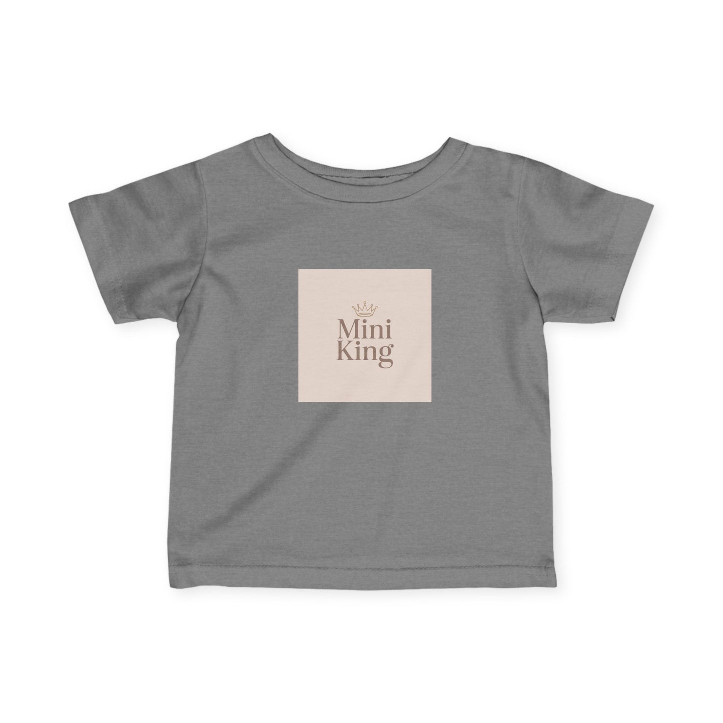 Infant Tee – "Mini King" Neutral Baby Shirt with Crown Graphic