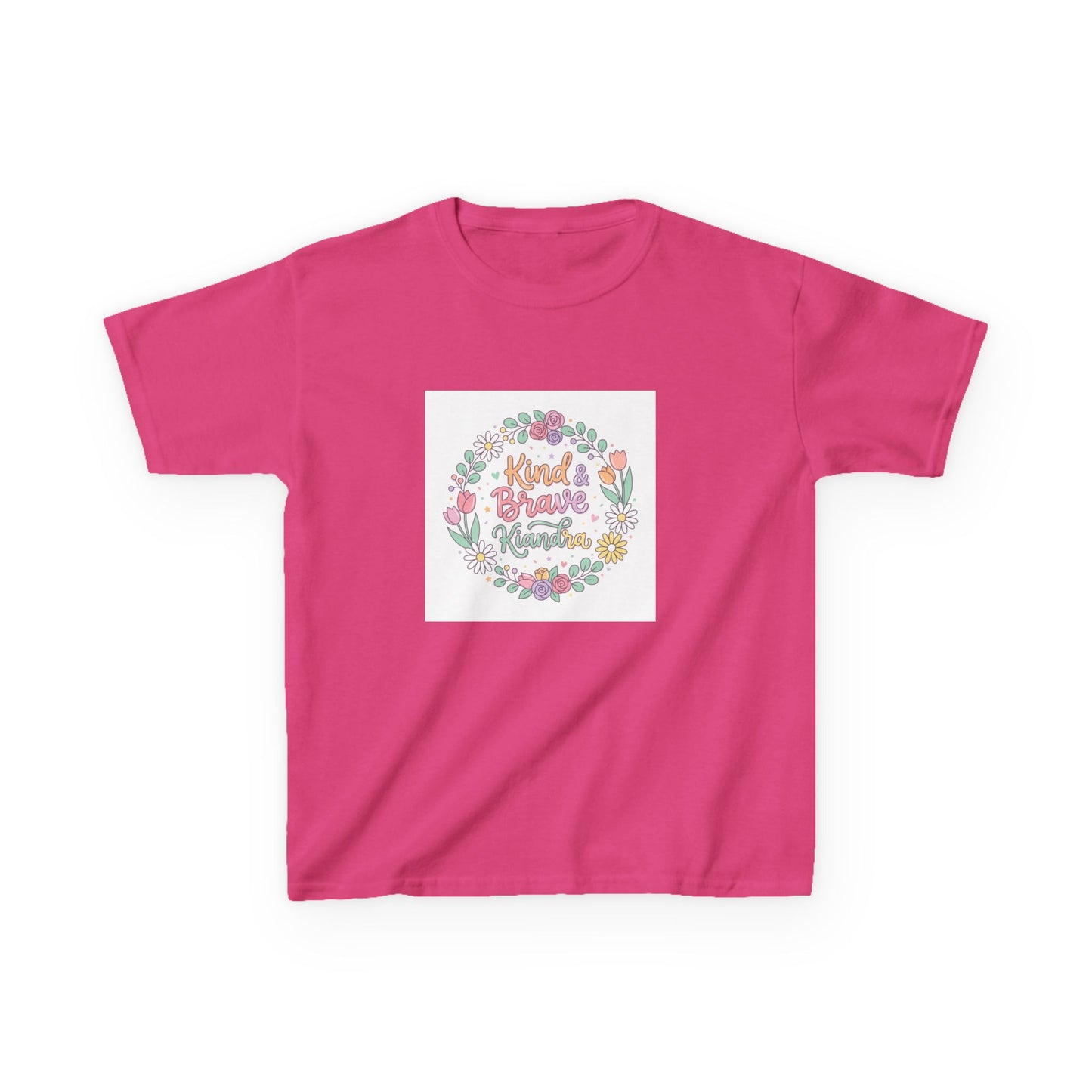 Kids Tee — Floral 'Kind Hearts Shine' Graphic