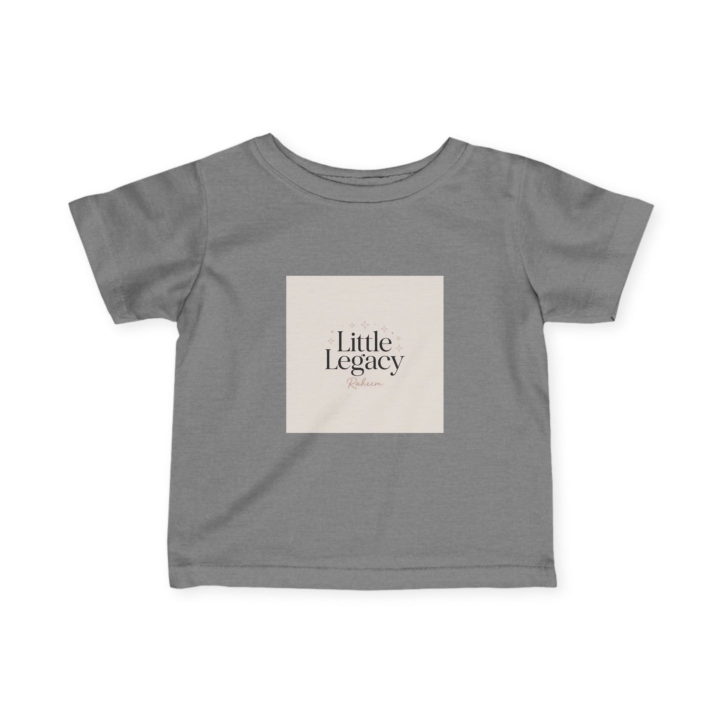 Infant Tee – "Little Legacy Raheem" Neutral Baby Shirt with Crown Graphic