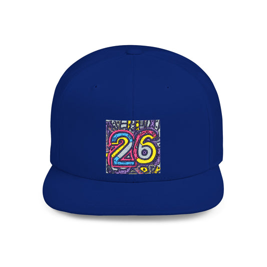 Camouflage Flat Bill Snapback Hat – Colorful ‘26’ Design