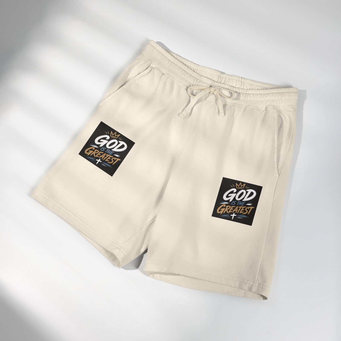 God Is Greatest Fleece Sweat Shorts — Lightweight Garment-Dyed Casual Shorts