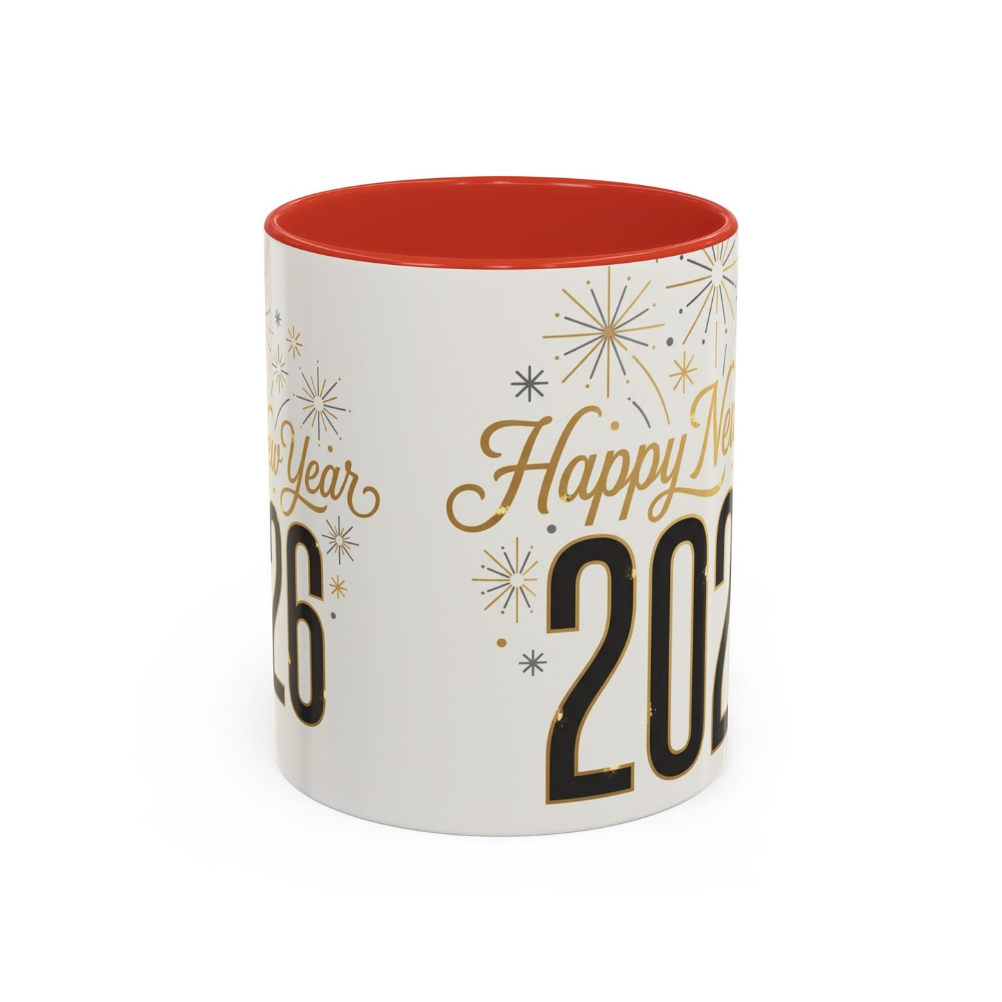 Happy New Year 2026 Accent Coffee Mug — Festive Sparkle 11/15oz
