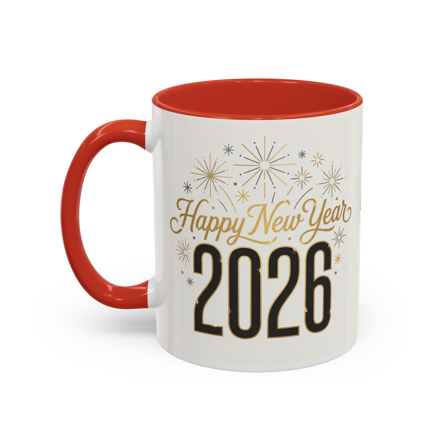Happy New Year 2026 Accent Coffee Mug — Festive Sparkle 11/15oz