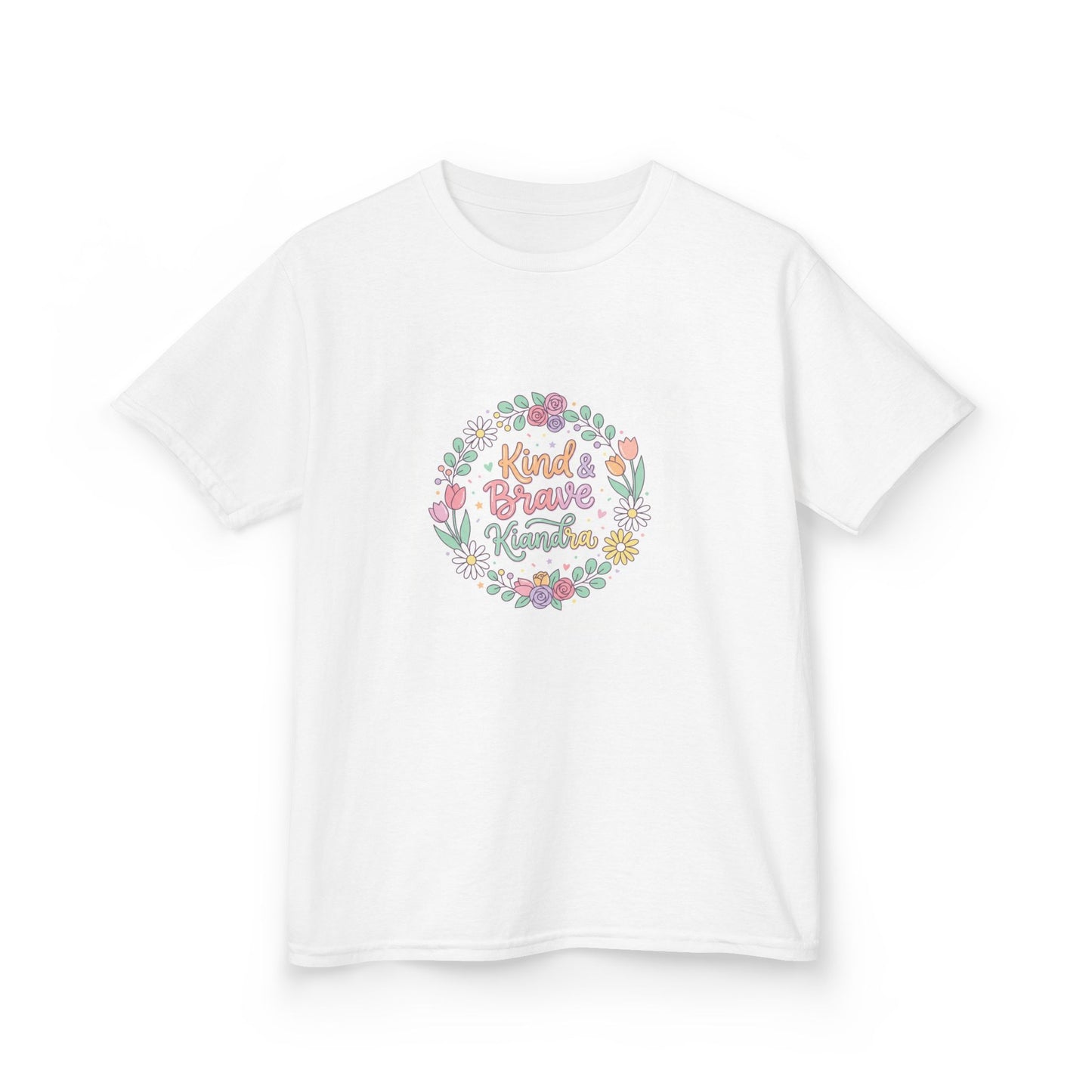 Kids Tee — Floral 'Kind Hearts Shine' Graphic