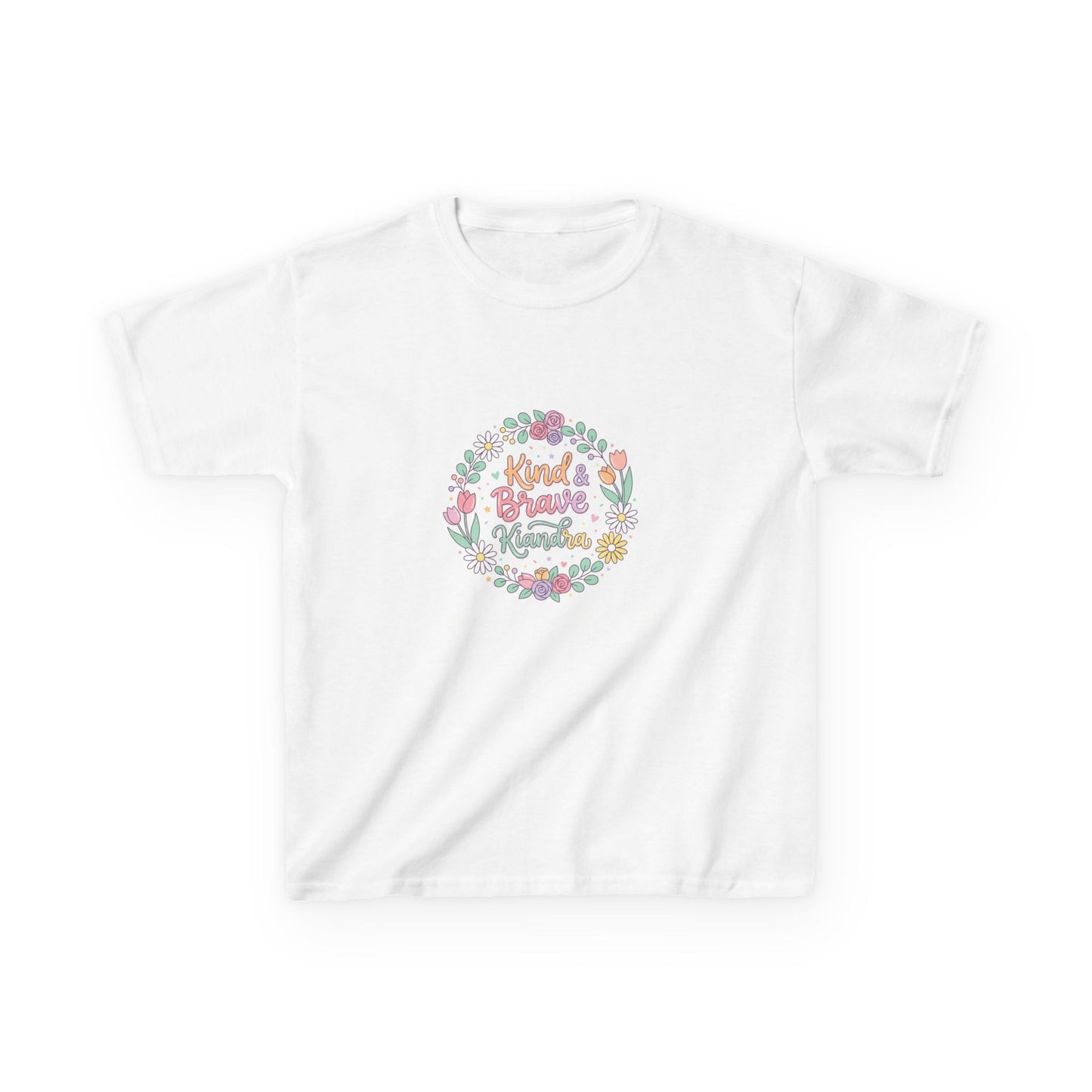 Kids Tee — Floral 'Kind Hearts Shine' Graphic