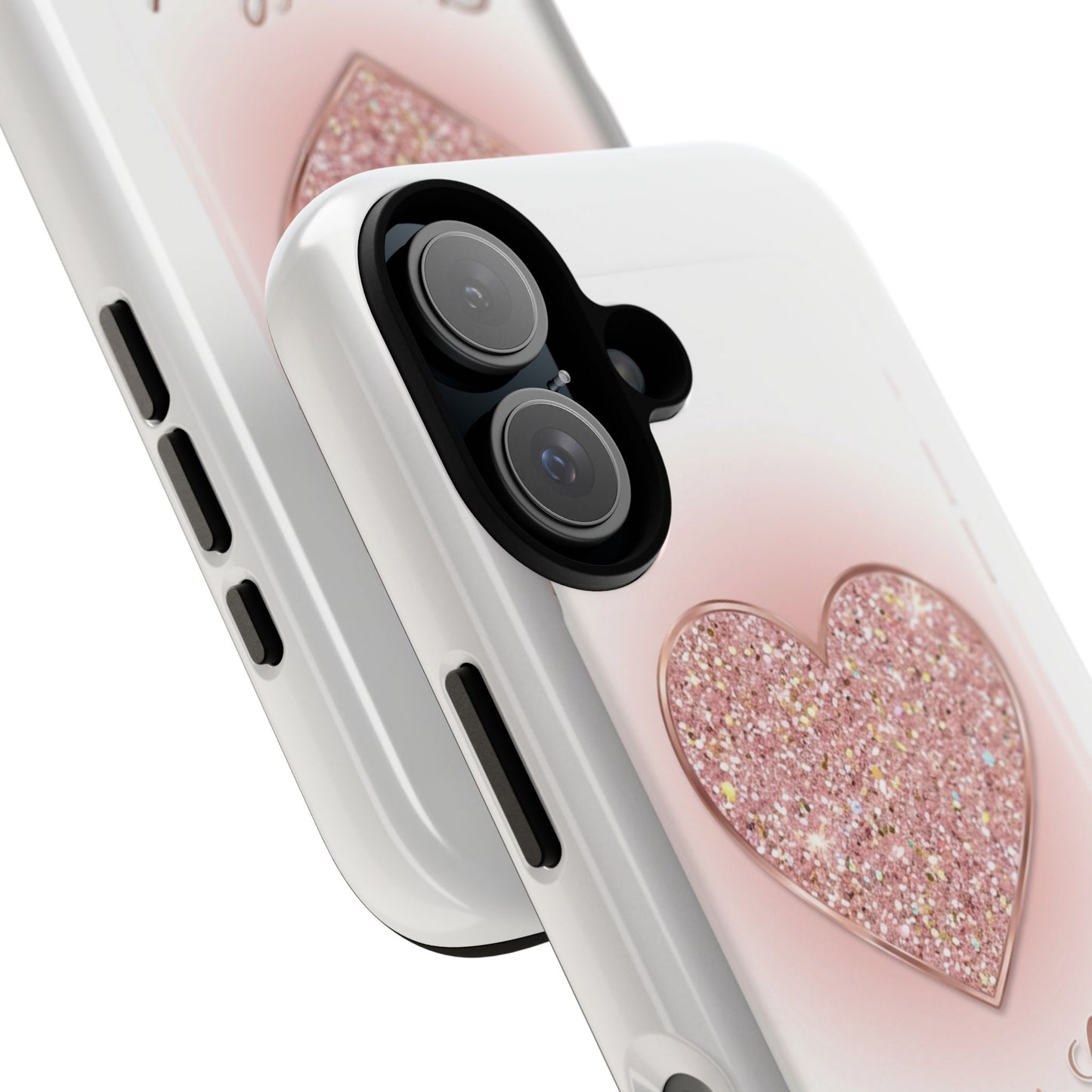 Phone Case — Pink Glitter Heart "Forever Loved" Protective Tough Case