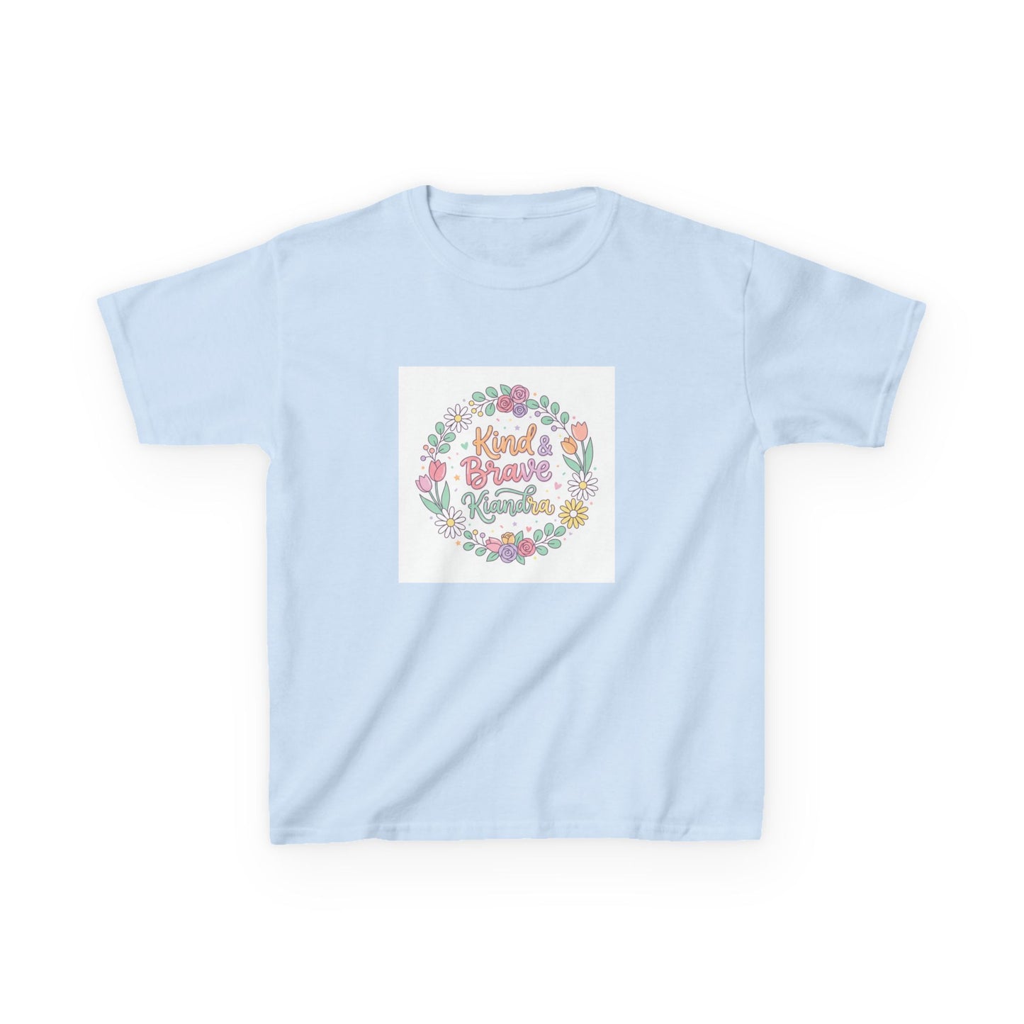 Kids Tee — Floral 'Kind Hearts Shine' Graphic