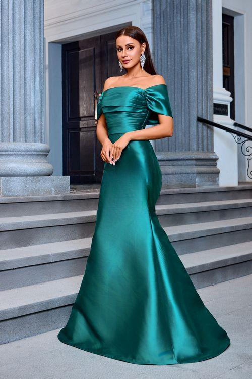 JM203 Elegant Dress — Navy & Emerald Siren Line